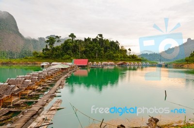 Bamboo Floating Resort Stock Photo