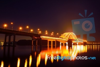 Banghwa Bridge At Night In Seoul,korea Stock Photo