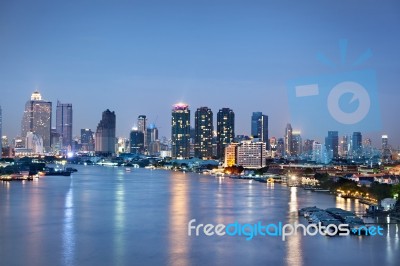 Bangkok City At Twilight Stock Photo