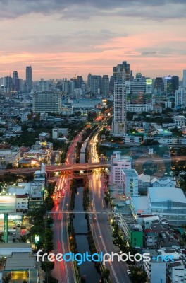 Bangkok Cityscape With Canal Stock Photo