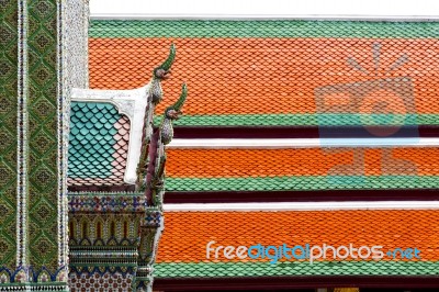 Bangkok In The Temple    Sky And  Colors Religion Mosaic Stock Photo