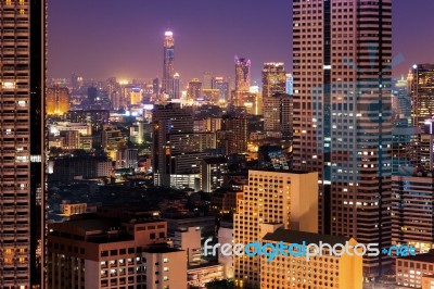 Bangkok Skyline At Night Stock Photo