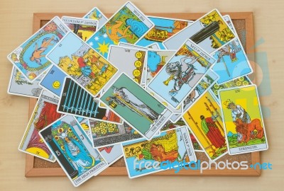 Bangkok Thailand - June 30, Illustrative Editorial Rider Waite Tarot Cards On June 30, 2015 At Bangkok Thailand Stock Photo