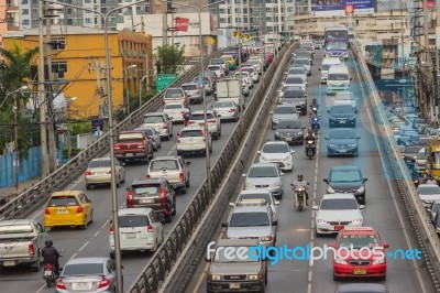 Bangkok, Thailand - June 31, 2016: Traffic Reaches Gridlock On A… Stock Photo