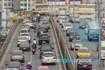 Bangkok, Thailand - June 31, 2016: Traffic Reaches Gridlock On A… Stock Photo