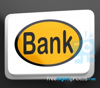 Bank Button Shows Online Or Internet Banking Stock Image