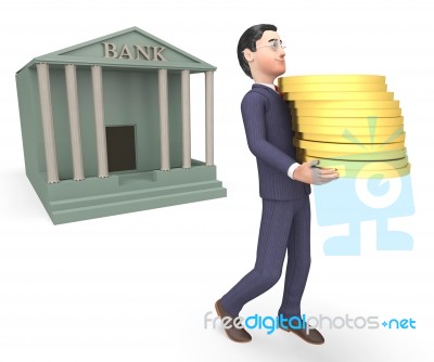 Bank Cash Represents Business Person And Executive 3d Rendering Stock Image
