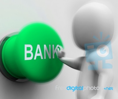 Bank Pressed Means Transactions Savings And Interest Stock Image