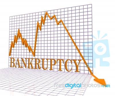 Bankruptcy Graph Means Bad Debt And Chart 3d Rendering Stock Image