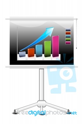 Bar Chart In Projector Stock Image
