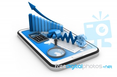 Bar Graph And Business Objects On Tablet Pc Stock Image