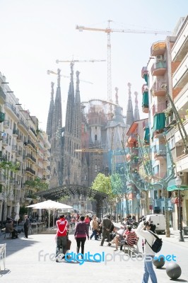 Barcelona - Abril 21: La Sagrada Familia - The Impressive Cathed… Stock Photo