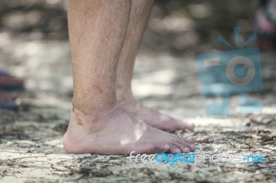 Barefoot Man Stock Photo