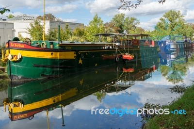 Barges Moored In Metz Lorraine Moselle France Stock Photo