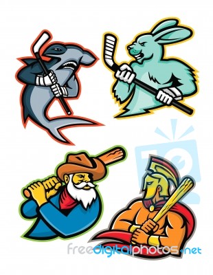 Baseball And Ice Hockey Team Mascots Collection Stock Image