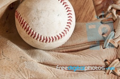 Baseball Ball And Glove Stock Photo