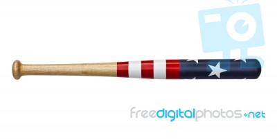 Baseball Bat With USA Flag Stock Photo