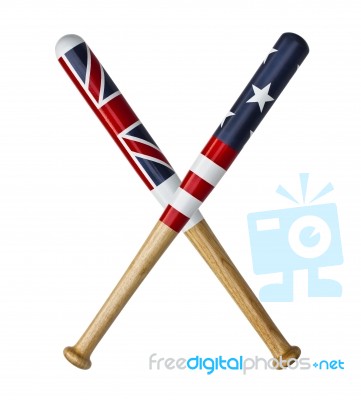 Baseball Bats With Flags Stock Photo