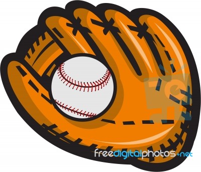 Baseball Glove Ball Retro Stock Image