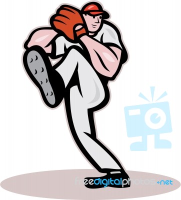 Baseball Pitcher Cartoon Stock Image