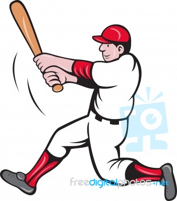 Baseball Player Batting Cartoon Style Stock Image