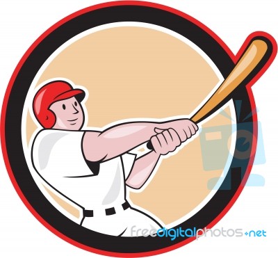Baseball Player Batting Circle Cartoon Stock Image