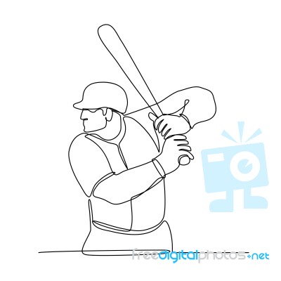 Baseball Player Batting Continuous Line Stock Image