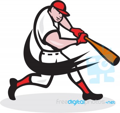 Baseball Player Batting Isolated Cartoon Stock Image