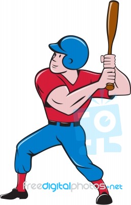 Baseball Player Batting Isolated Cartoon Stock Image