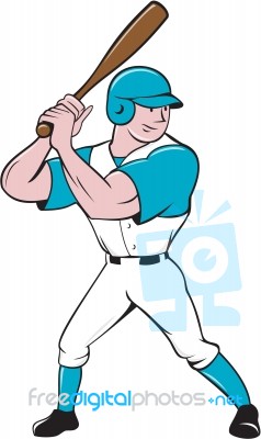 Baseball Player Batting Stance Isolated Cartoon Stock Image