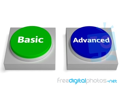 Basic Advanced Buttons Shows Version Or Features Stock Image