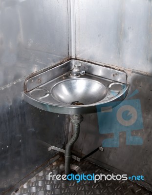 Basin Stainless Steel On Train Stock Photo