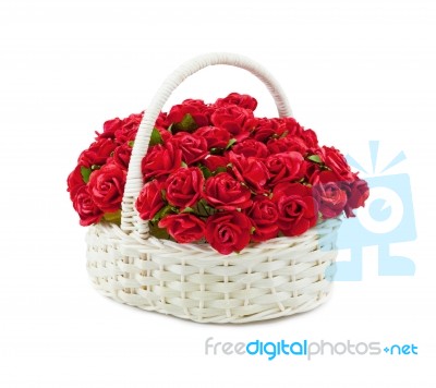 Basket Roses Stock Photo