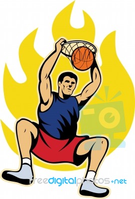 Basketball Player Dunking Ball Stock Image