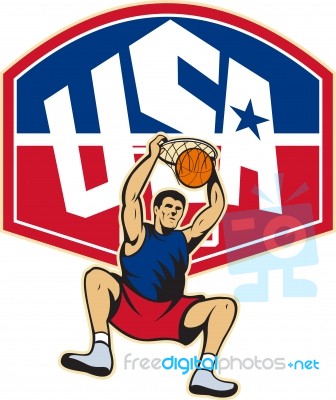 Basketball Player Dunking Ball Usa Stock Image
