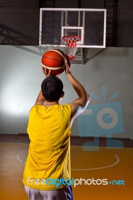Basketball Player Stand Stock Photo
