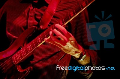 Bass Guitar Player Stock Photo