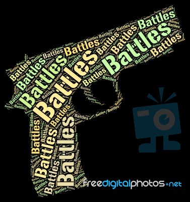 Battles Word Shows Combat Text And Conflict Stock Image