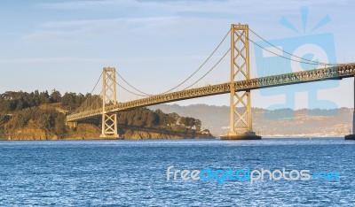 Bay Bridge At Sunset Stock Photo