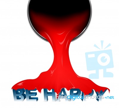 Be Happy With Red Paint Cans Stock Image
