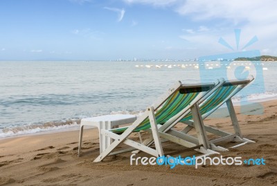 Beach Chair On The Beach In Pattaya Stock Photo
