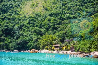 Beach Houses Near Paraty, Rio De Janeiro State, Brazil Stock Photo