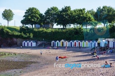 Beach Huts In Torbay Stock Photo