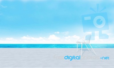Beach Lounges With Sundeck On Sea View For Vacation And Summer-3… Stock Image