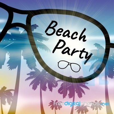 Beach Party Indicates Ocean Coast And Celebration Stock Image