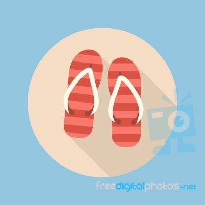 Beach Slippers Flat Icon Stock Image