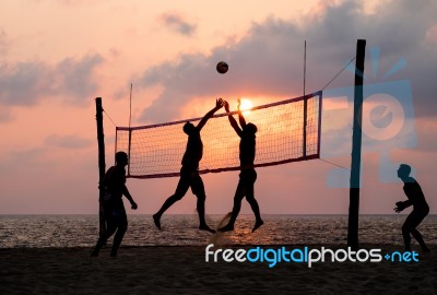 Beach Volleyball Stock Photo