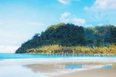 Beach With The Beautiful At Sky Stock Photo