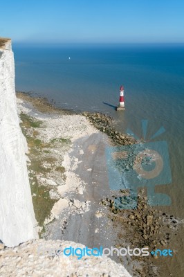 Beachey Head, Sussex/uk - July 23 : View Of The Lighthouse At Be… Stock Photo