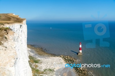 Beachey Head, Sussex/uk - July 23 : View Of The Lighthouse At Be… Stock Photo